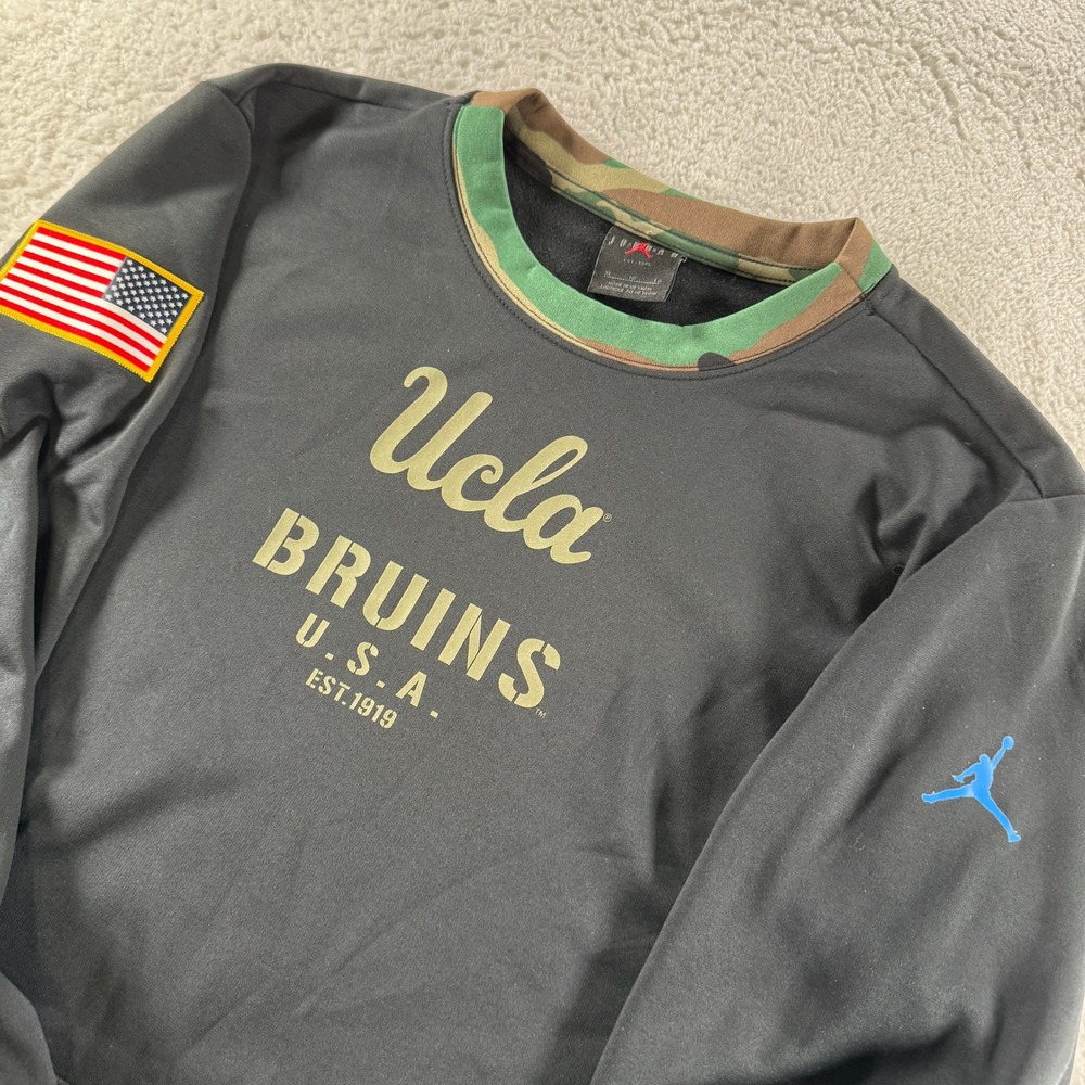 Jordan Mens UCLA Long Sleeve Sweatshirt Jumpman USA Flag Black Camo Size‎ XL